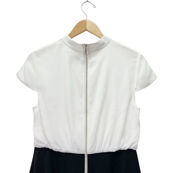 Ted Baker London Daylla Dress Size 3 US 8 Black Ivory Two Tone Mock Neck Pencil - Picture 6 of 14